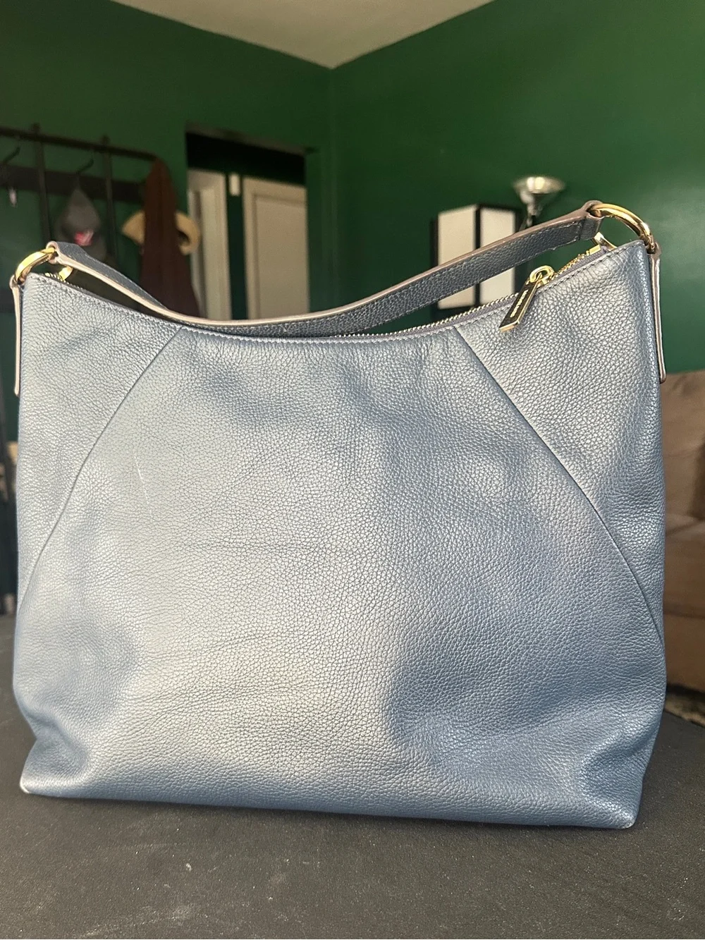 Michael Kors Aria Large Leather Bag in Navy
